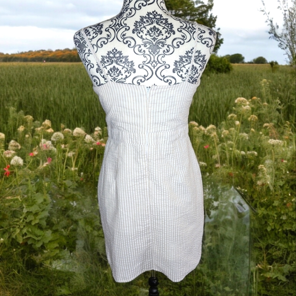FOREVER 21 White & Tan Stripped Mini Dress- Medium - Picture 4 of 5